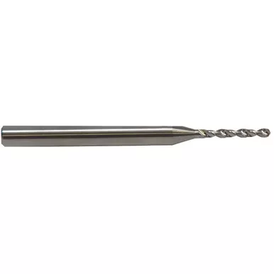 0.4 mm Dia. x 1/8" Shank x 6.35 mm Flute Length x 1-1/2" OAL, Miniature, 130 Degree, Bright, 2 Flute, External Coolant, Round Solid Carbide Drill Series/List #5372 MT1353872