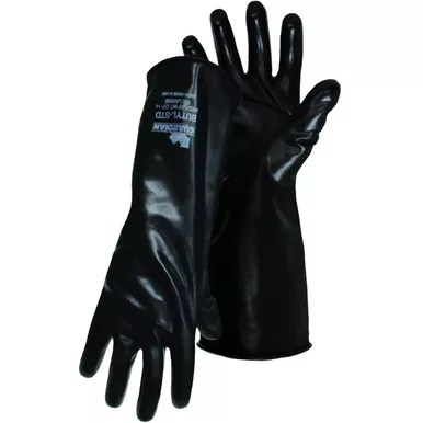 14" Unlined Butyl Rubber Gloves, Smooth Grip,BOSS - Size Small, Black 1 Pair - Unsupported Latex Gloves 1UB0014S