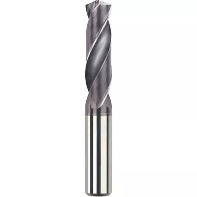 8.5 mm Dia. x 10 mm Shank x 47 mm Flute Length x 89 mm OAL, 3xD, 140 Degree, TiAlN, 2 Flute, Coolant Thru, Round Solid Carbide Drill Series/List #5601 MT9398766