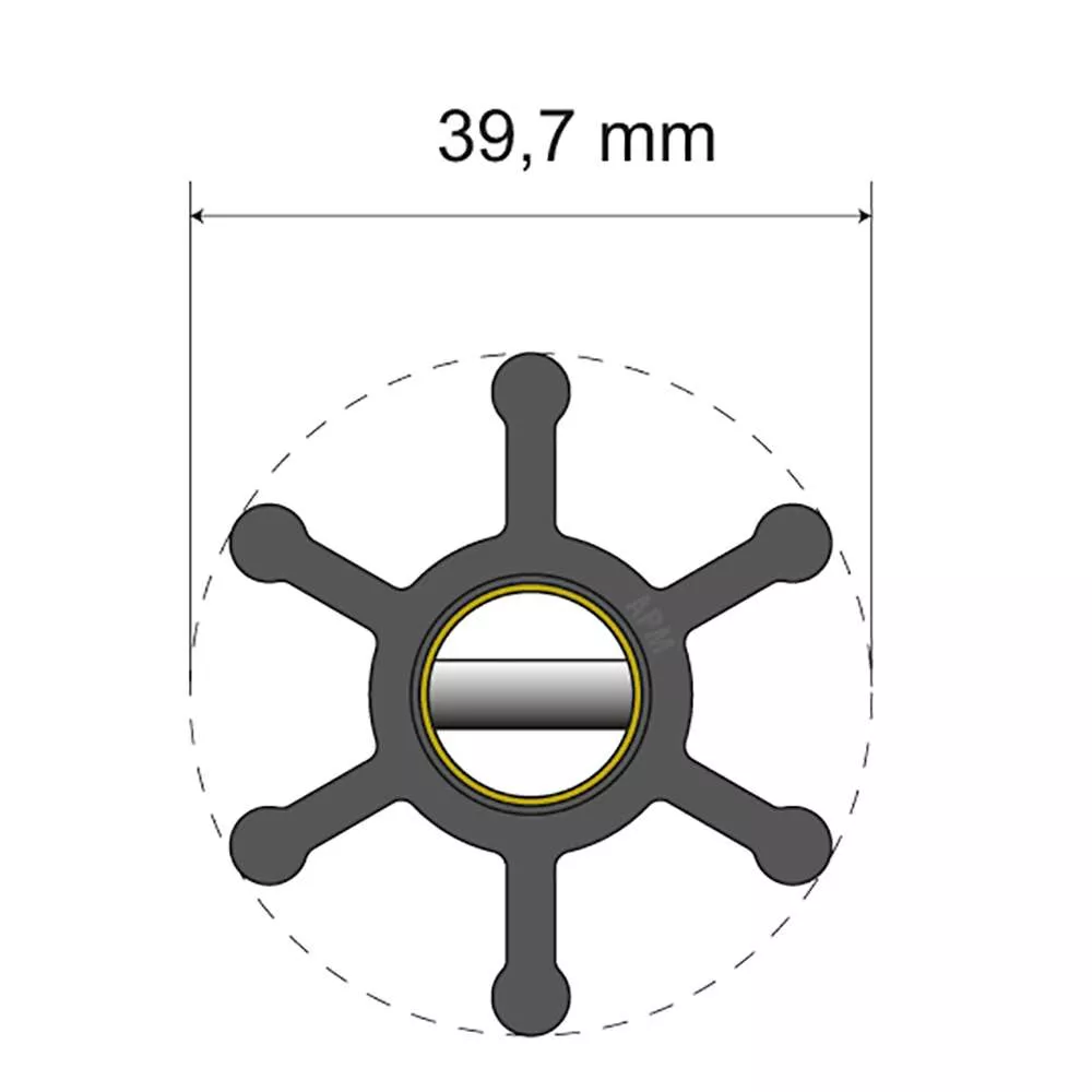Albin Group Premium Impeller Kit – 39.7 x 12 x 19.2mm – 6 Blade – Pin Insert