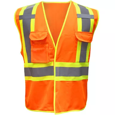 ANSI Type R Class 2 Two-Tone Breakaway Solid Polyester Vest - Size 3XL, Hi-Vis Orange- Hi-Visibility Vest 3PTF92003X