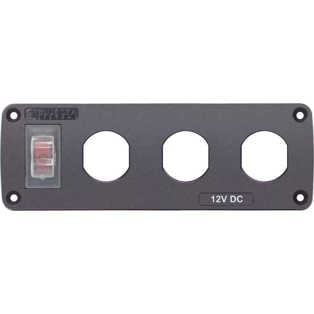 Blue Sea 4367 Water Resistant USB Accessory Panel – 15A Circuit Breaker, 3x Blank Apertures