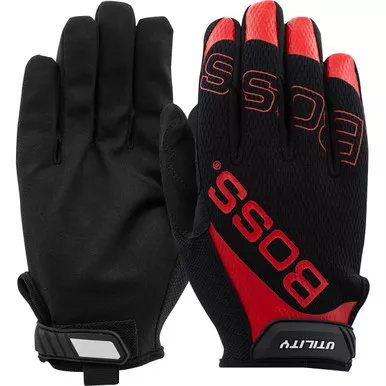 Boss Utility, Black Mesh Back, Microfiber Palm, Touchscreen, Hook & Loop Closure Mechanics Gloves - S Black PR 120-MU1210T/S