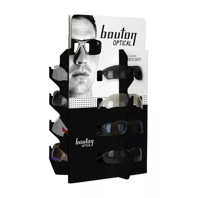 Bouton 12-Place Eyewear Display,Pop-Up Cardboard, 3 Sided With Mirror - Size Display, Black, Merchandiser, 1 Unit 252-CDS-12