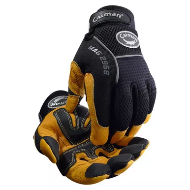 Caiman Grain Leather Palm With Mesh Back - Size 2XL, Black, Hi Performance Glove, 1 Pair 2956-7