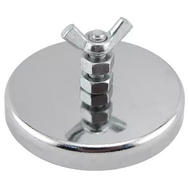 Ceramic Round Base Magnet with Bolt and Nuts - 2.65'' Dia. x 0.360'' Thk.¸ 65 lbs. pull RB70B2NW
