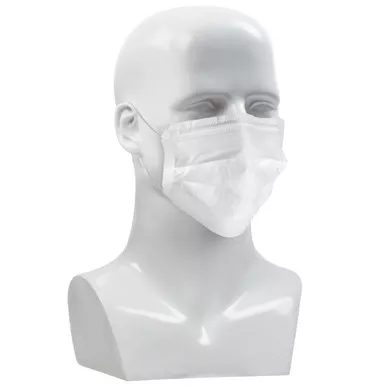Disposable Cleanroom Face Mask - Size Os, White, Disposable Clothing, 1 Case FACEMASK-3PWSOP-ES-O/S