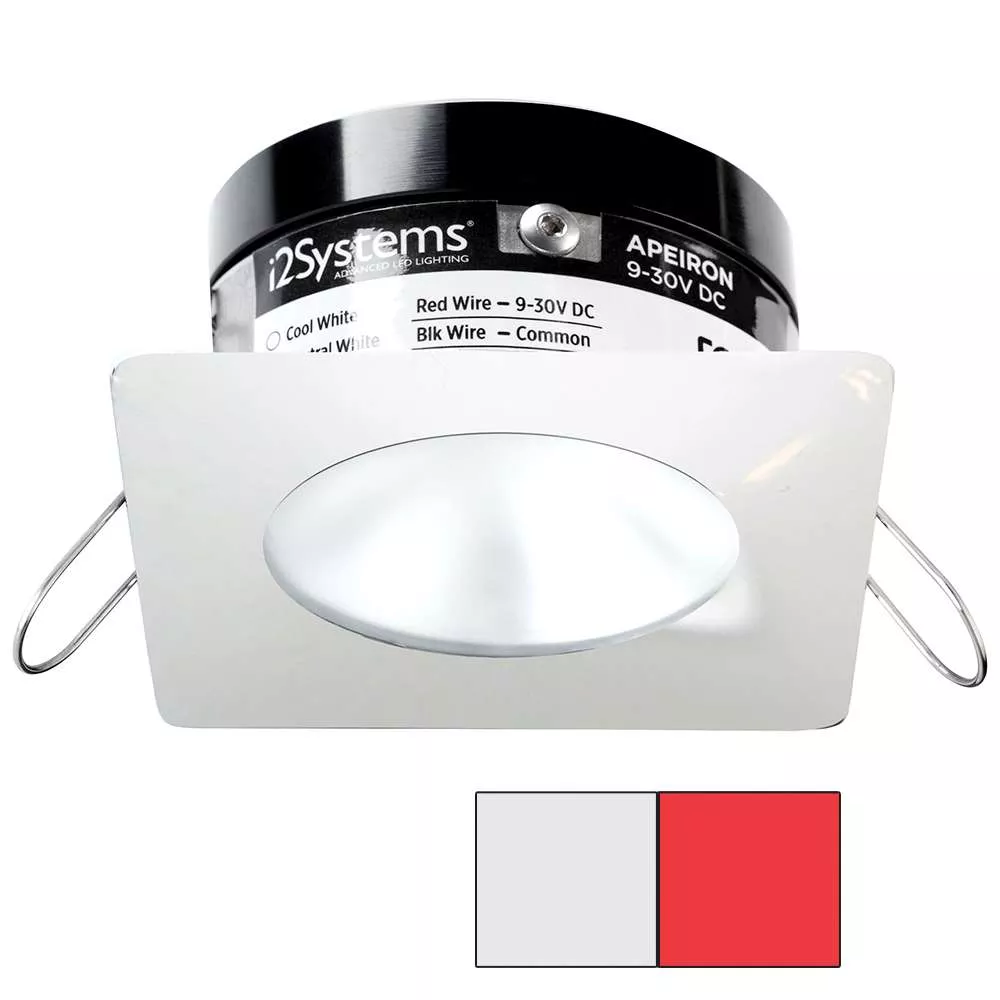 i2Systems Apeiron PRO A503 – 3W Spring Mount Light – Square/Round – Cool White & Red – White Finish