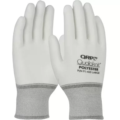 Polyester Inspector Glove 240 pair/case Yellow CuffxLARGE - Size XL, White 1 Case - CE Seamless Knit Gloves 91-454