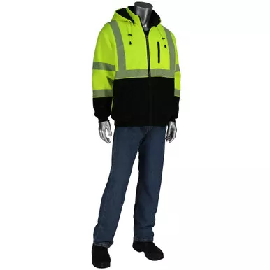R3 Reversible Zipper Sweatshirt, Blk Lining, Removable Hood, Segmented, 5 Pkts - Size 4XL, Hi-Vis Yellow, Hi-Vis Cold Gear, 1 Unit 323-1400S-LY/4X