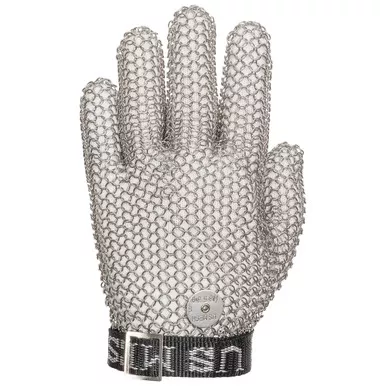 Ss Big Ring 5 Finger Reversibl, E Glove W/Sewn On Strap - XL - Size XL, Silver, Metal Mesh Products, 1 Unit USM-1190-XL