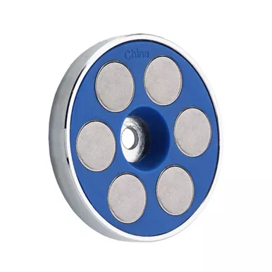 Super Blue Neodymium Round Base Magnet - 1.45'' Dia. x 0.275'' Thk. w/0.19'' Dia. hole¸ 60 lbs. pull 07606