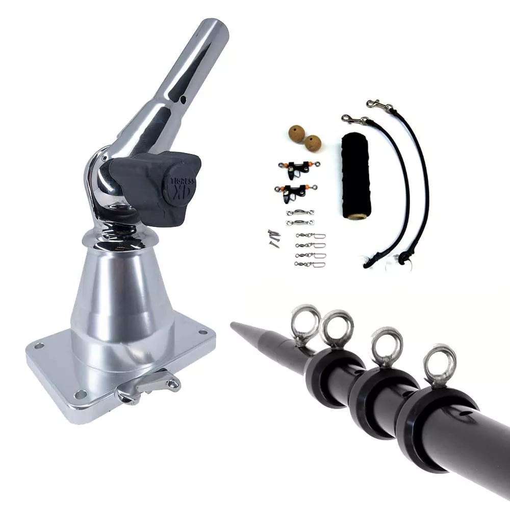 Tigress XD Bay Series Top Mount System – 15' – Aluminum Black Outriggers Deluxe Rigging Kit