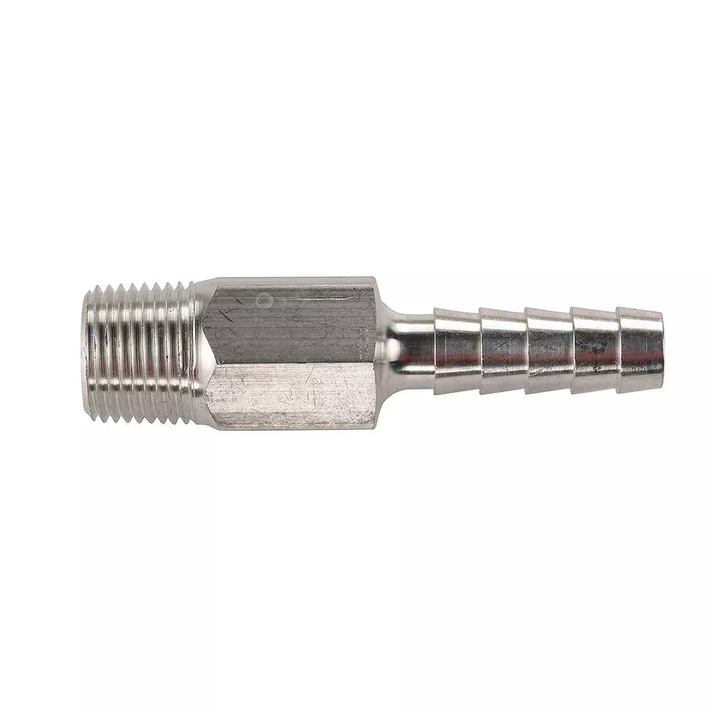 Universal Aluminum Fuel Hose Fitting – 3/8″ NPT x 3/8″ Barb – (Anti-Siphon Valve)