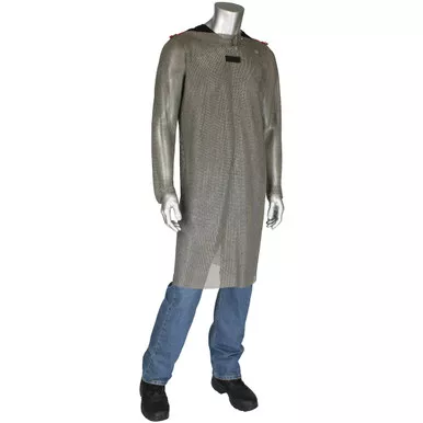 Us Mesh Titanium Tunic - Full Body, Snap Cuffs - Size L, Silver, Metal Mesh Products, 1 Unit USM-4301TI-L