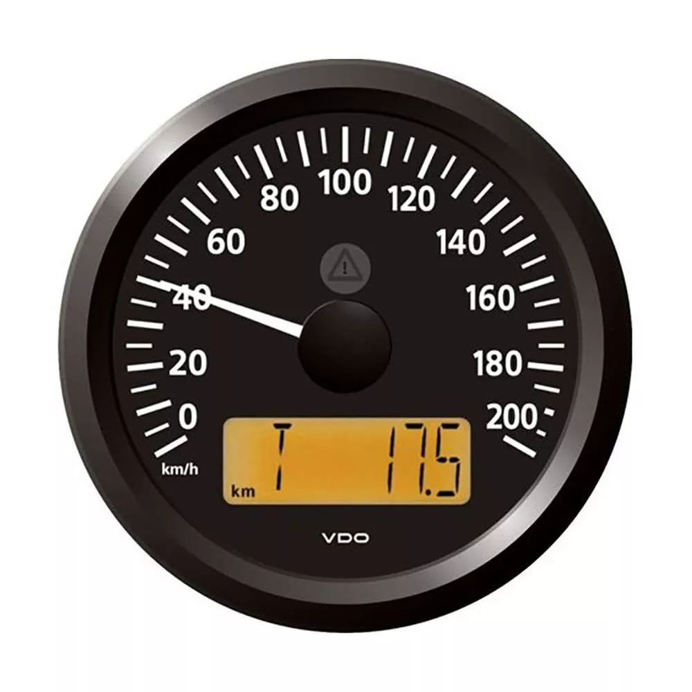 Veratron 3-3/8″ (85 mm) ViewLine Speedometer – 0 to 200 KMH – 12/24V – Black Dial & Triangular Bezel