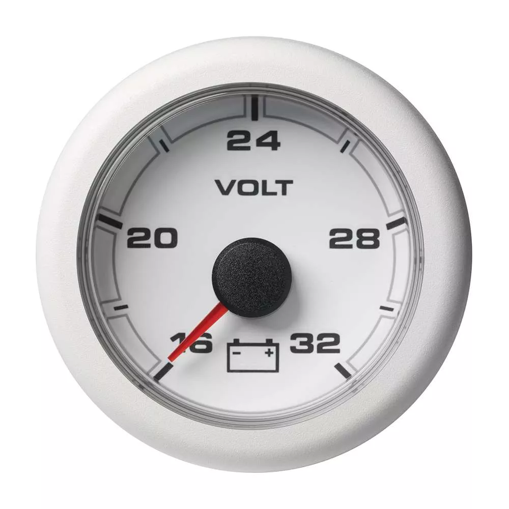Veratron 52MM (2-1/16″) OceanLink Battery Voltage Gauge – 16 to 32V – White Dial & Bezel