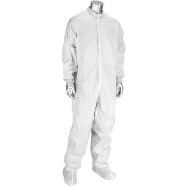 White Coverall With Raglan Sleeves, And Knit Cuffs - Size L, White, Reusable Clothing, 1 Unit CCRC-89WH-L