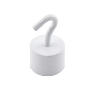 White Neodymium Magnetic Hook - N35¸ 18 lbs. pull w/ liner MHHH18