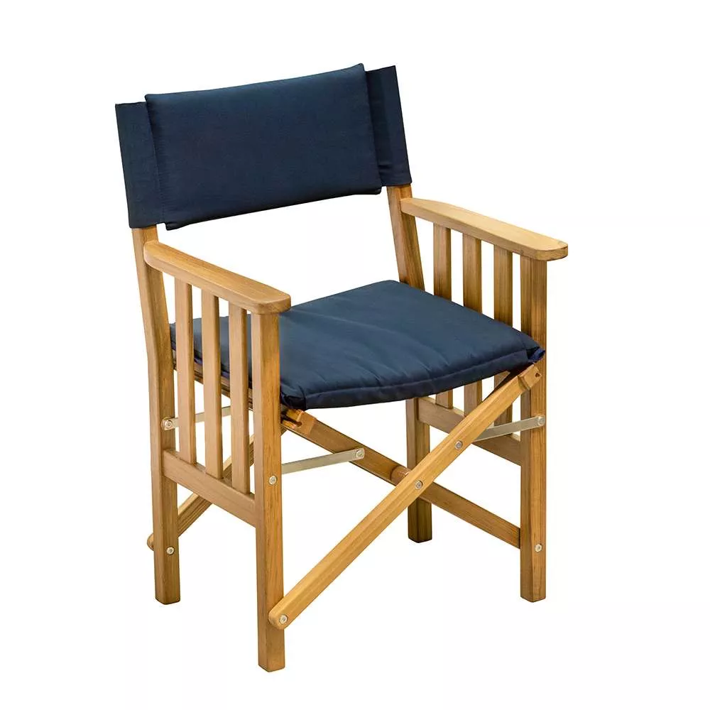 Whitecap Director's Chair II w/Navy Cushion – Teak